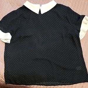 Black Polka Dot Shirt with White Collar